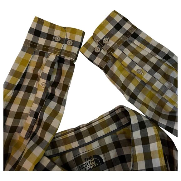 The North Face Blue Brown Mustard Cream Plaid Cotton Button Down Shirt Large - Picture 6 of 11